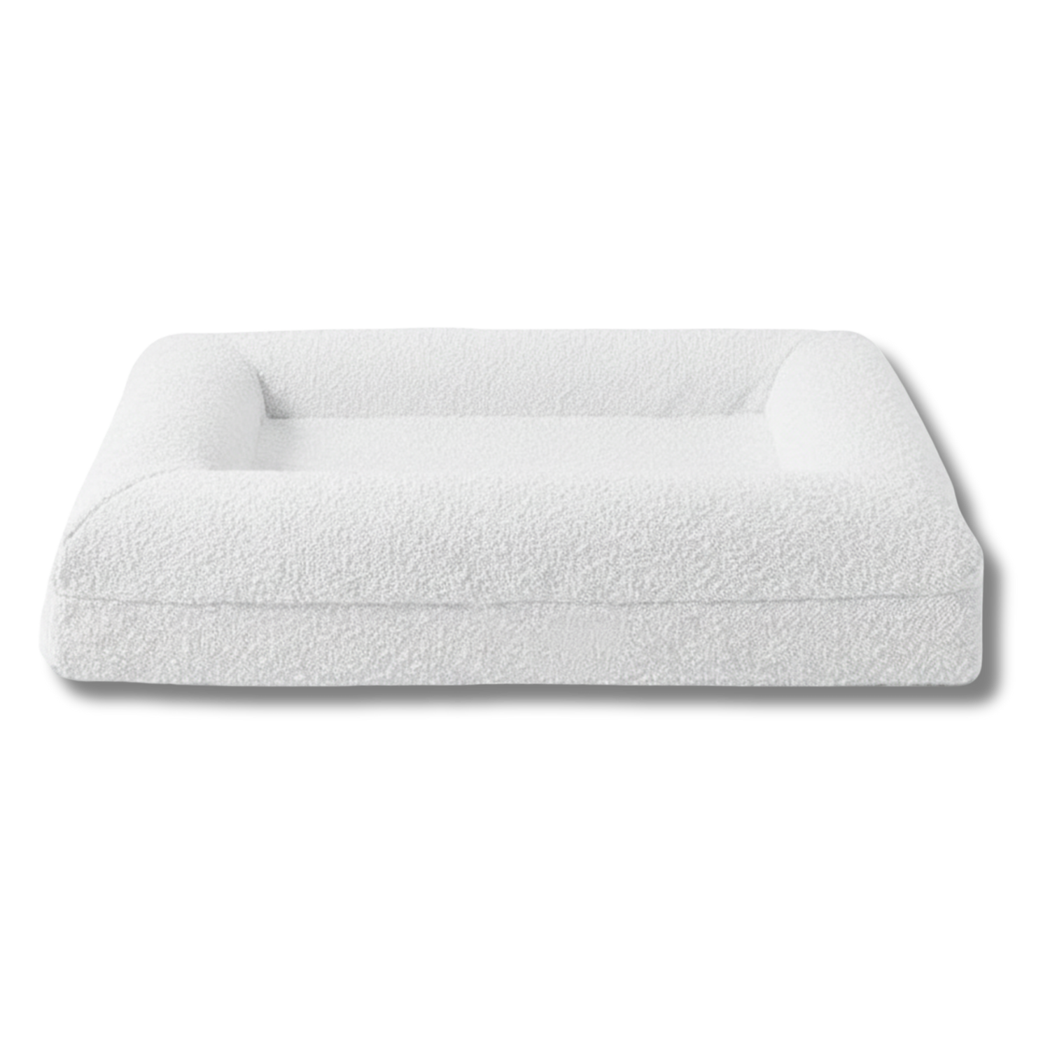 White boucle dog bed