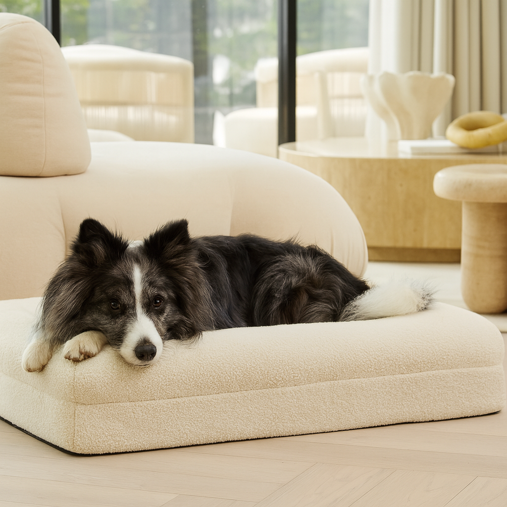 Stylish dog bed boucle